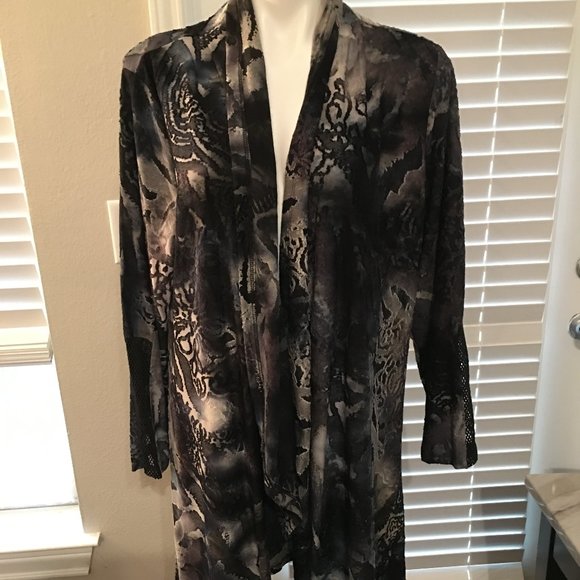 Cativa Duster Jacket - Black and Gray - So GorgeousVT1